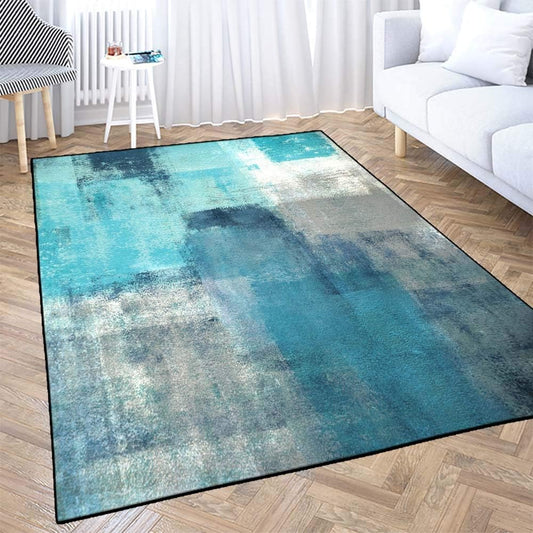 5X7 Area Rug, Blue Abstract Modern Play Area Rug Turquoise Art Painting Watercolor Living Room Bedroom Floor Decoration Carpet, Dormitory Living Room Rest Carpet Mat,Decorative Home and Floor