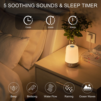 Sunrise Alarm Clock, Wake up Light Alarm Clock, 3 Ways Dimmable Modern Small Digital RGB Bedside Lamp for Heavy Sleeper