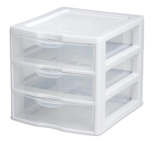 Small 3 Drawer Desktop Unit, Plastic, White