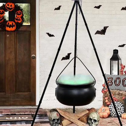 30.7In Halloween Decor Outdoor Large Witch Cauldron on Tripod Black Plastic Bowl Party Hocus Pocus Candy Bucket for Yard Lawn