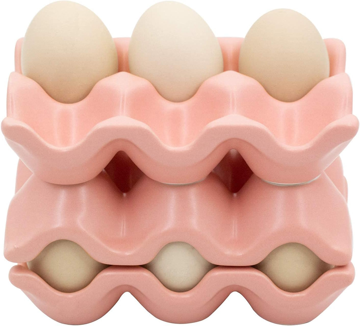 6 Cups Egg Tray Serveware, Eggs Dispenser, Egg Holder Set Kitchen Restaurant Fridge Storage Decorative Accessory (Pink)